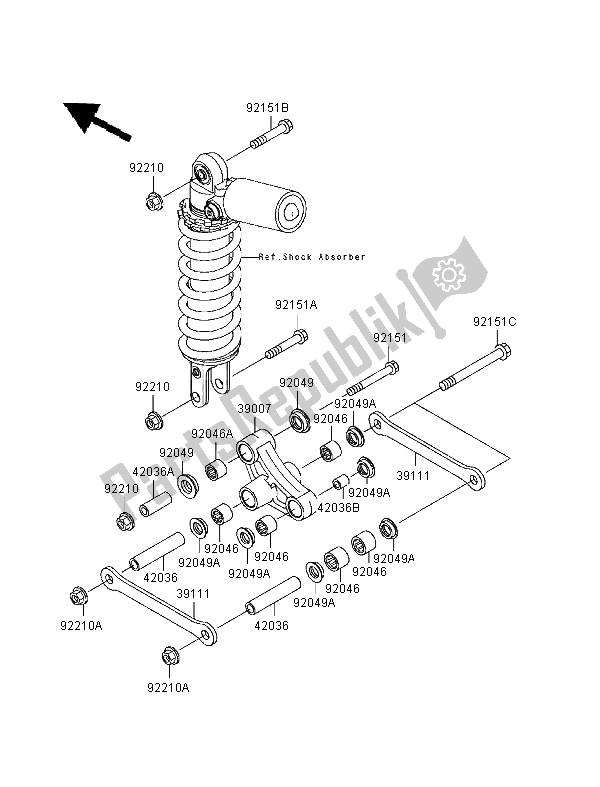 Todas as partes de Suspensão do Kawasaki Ninja ZX 9R 900 1999