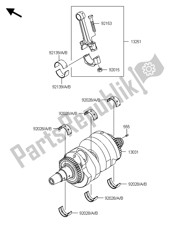 Toutes les pièces pour le Vilebrequin du Kawasaki ER 6N 650 2014