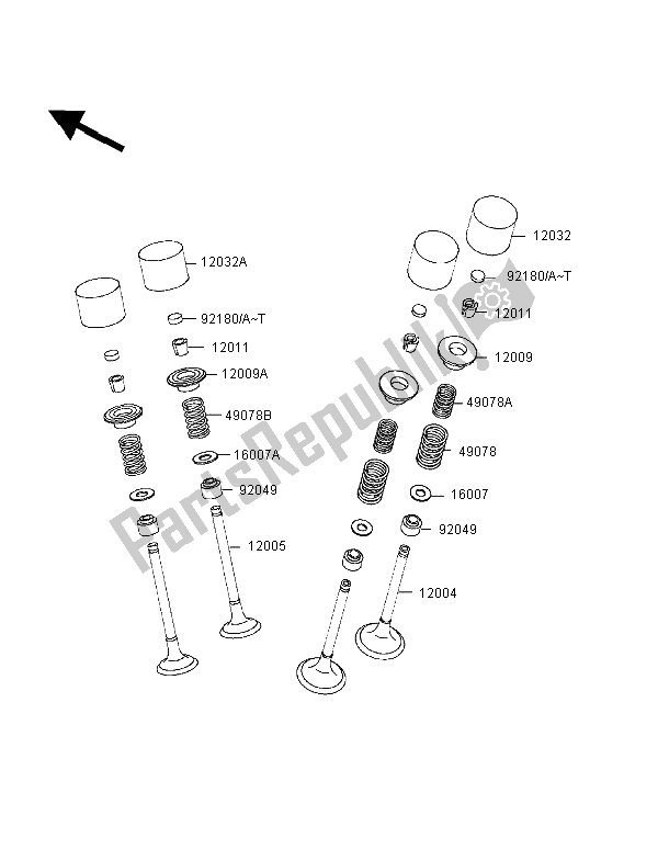 All parts for the Valve of the Kawasaki Ninja ZX 6R 600 1998