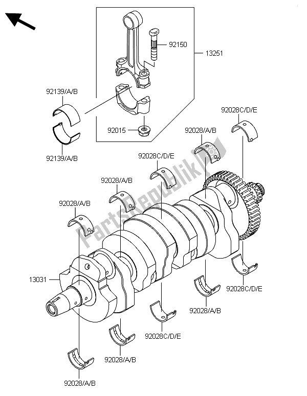 Todas las partes para Cigüeñal de Kawasaki Z 800E Version 2014