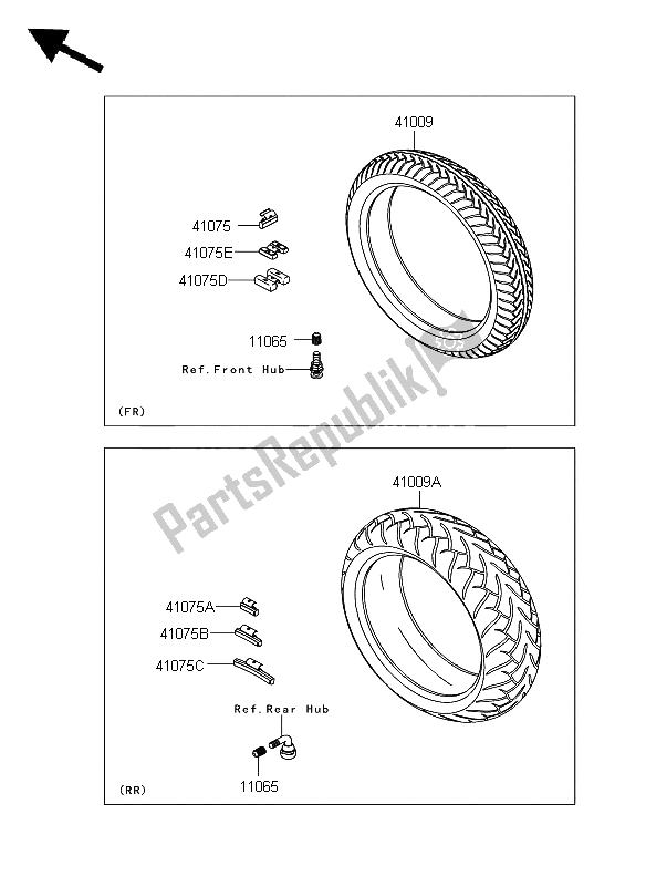 All parts for the Tires of the Kawasaki VN 900 Custom 2008