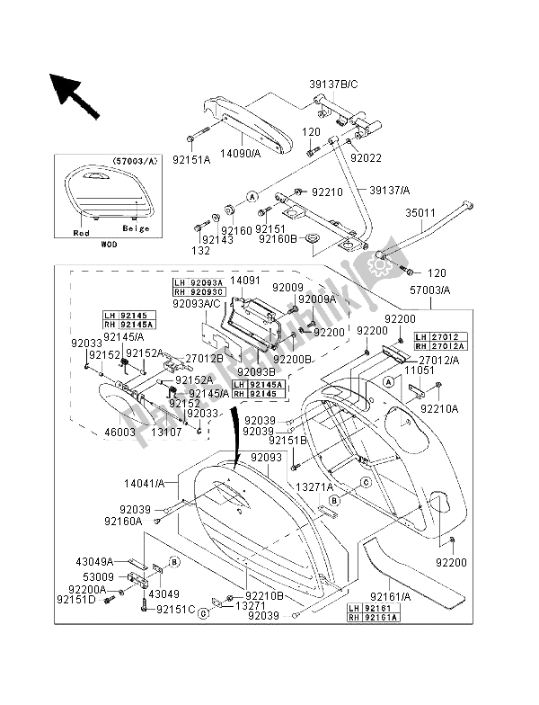 All parts for the Saddlebags of the Kawasaki VN 1500 Classic Tourer FI 2003