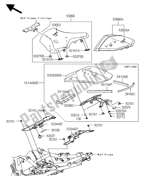 Alle onderdelen voor de Stoel van de Kawasaki Z 750 ABS 2009