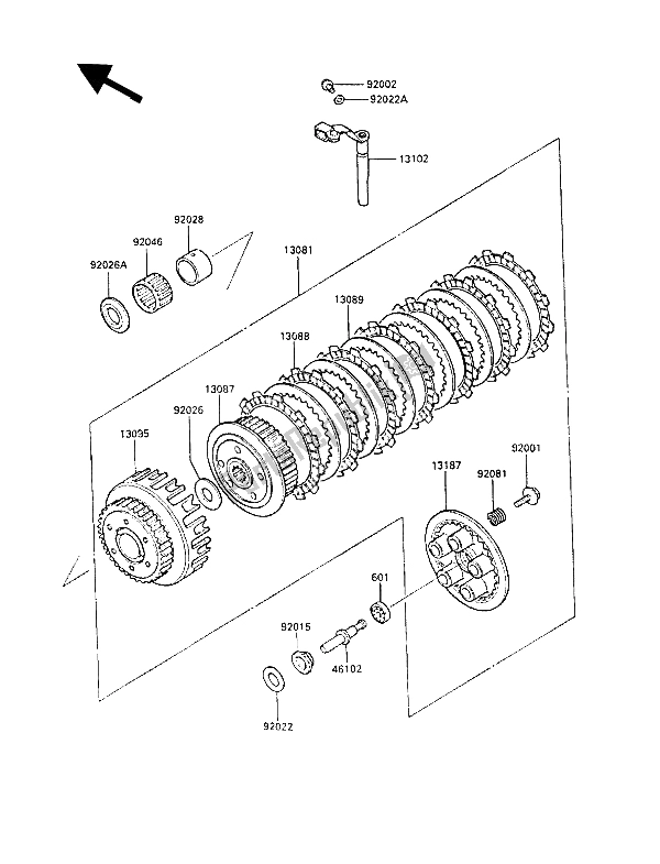 Todas as partes de Embreagem do Kawasaki GPZ 600R 1988