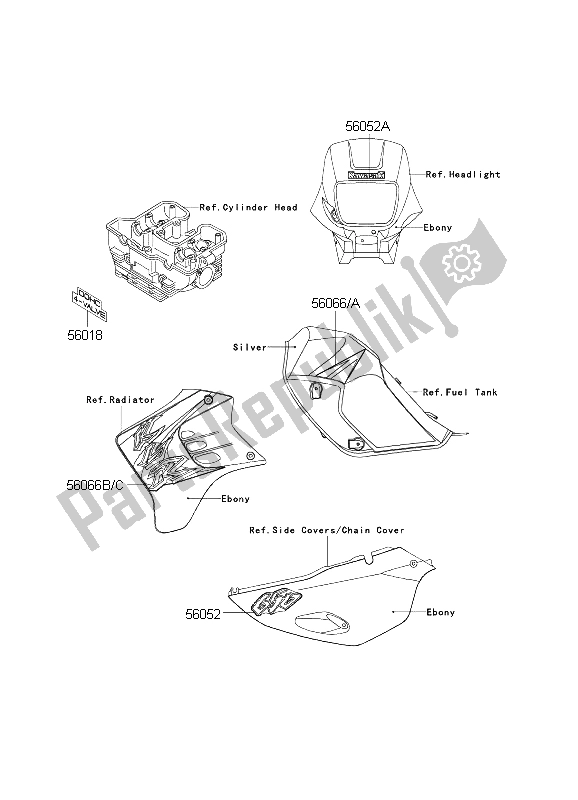 All parts for the Decals of the Kawasaki KLR 650C 2004