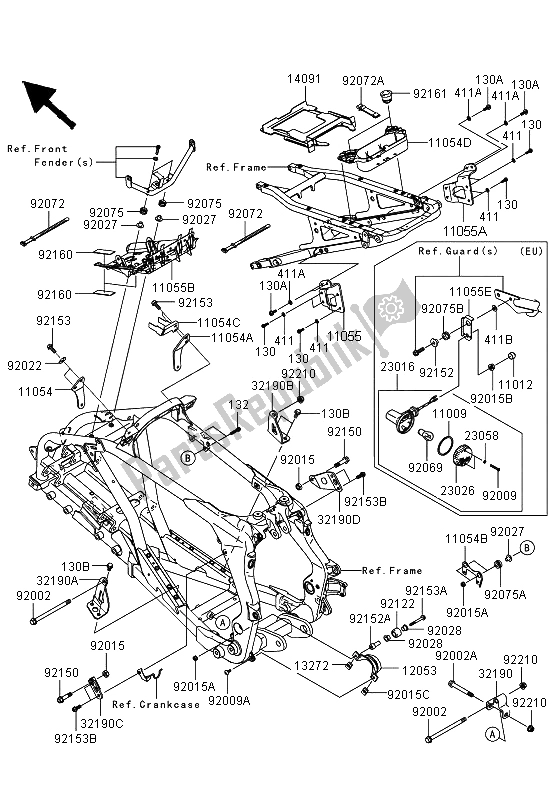 All parts for the Frame Fittings of the Kawasaki KFX 450R 2011