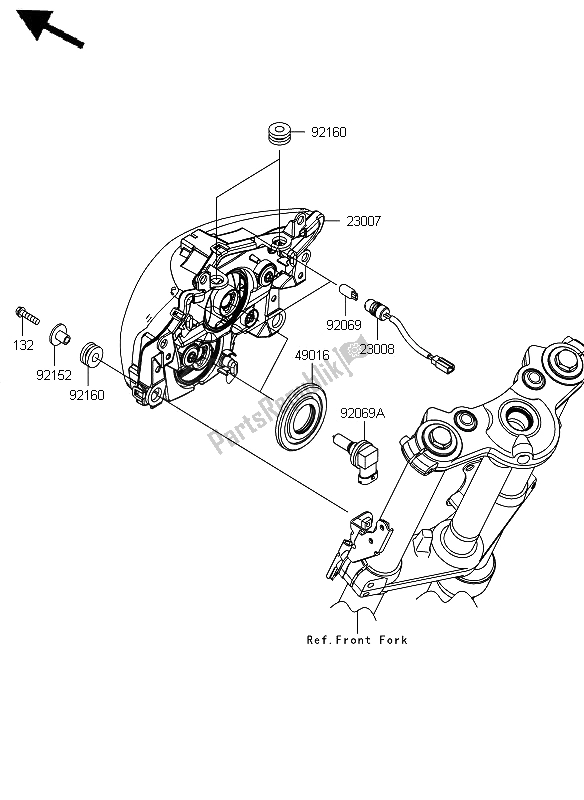 All parts for the Headlight of the Kawasaki ER 6N 650 2012