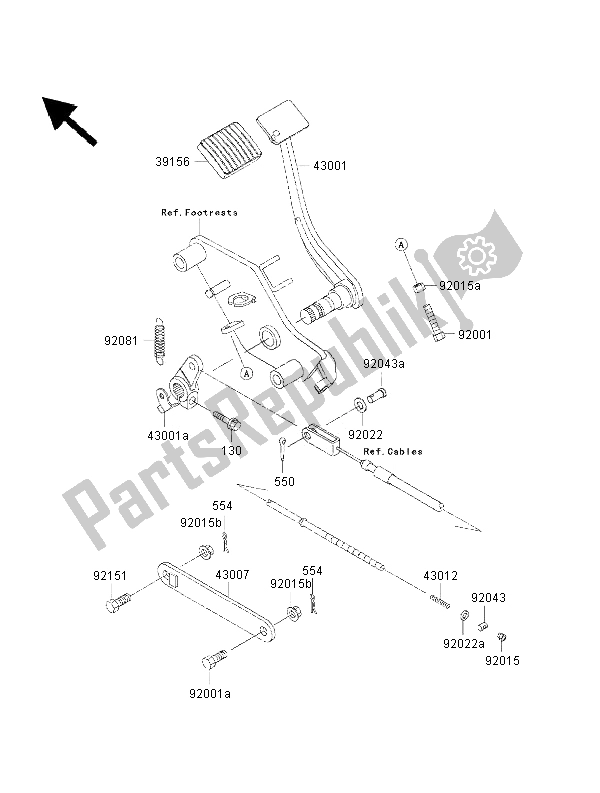 All parts for the Brake Pedal of the Kawasaki VN 800 Classic 2000