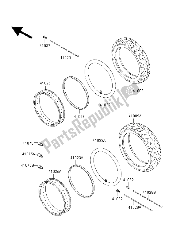 Tutte le parti per il Pneumatici del Kawasaki Zephyr 750 1996