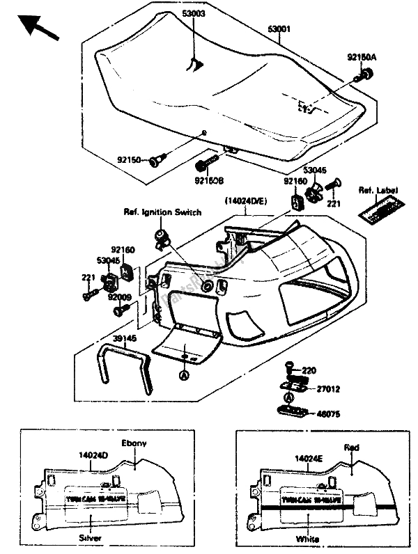 Toutes les pièces pour le Siège du Kawasaki ZX 10 1000 1988