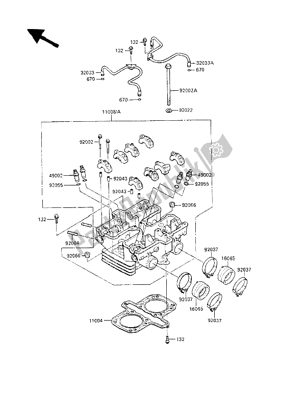 Tutte le parti per il Testata del Kawasaki LTD 450 1985