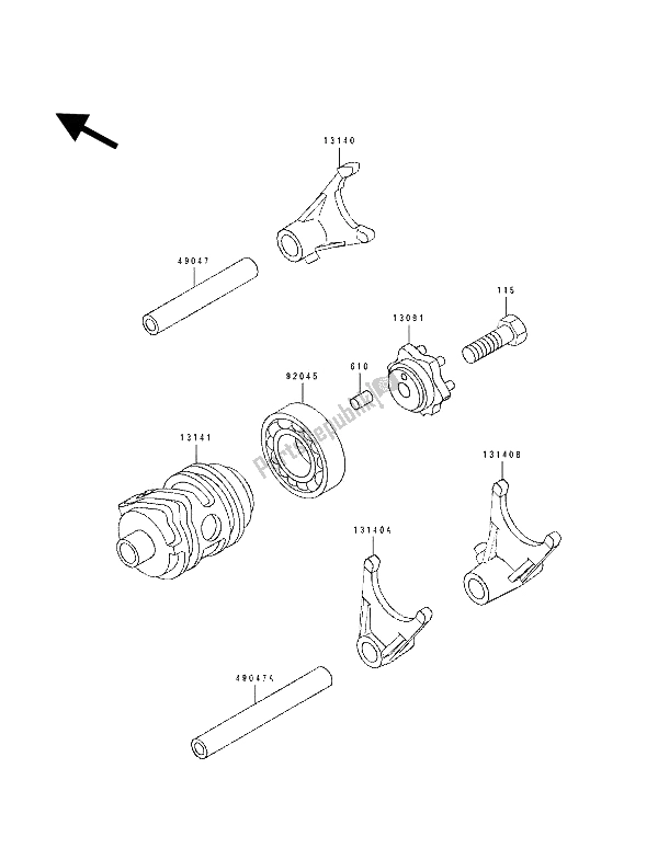 All parts for the Change Drum & Shift Fork of the Kawasaki KX 80 SW LW 1992