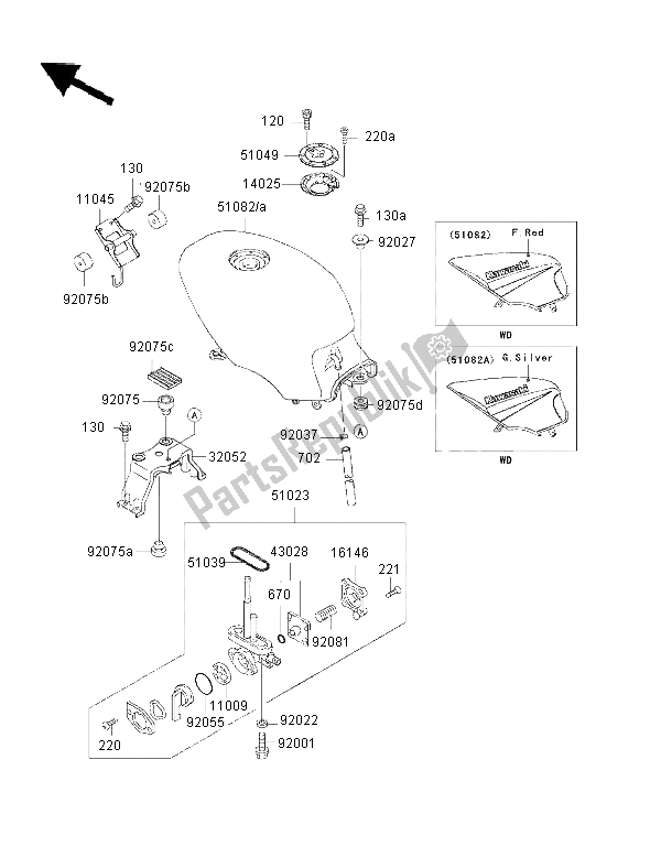 Alle onderdelen voor de Benzinetank van de Kawasaki GPZ 500S 2002