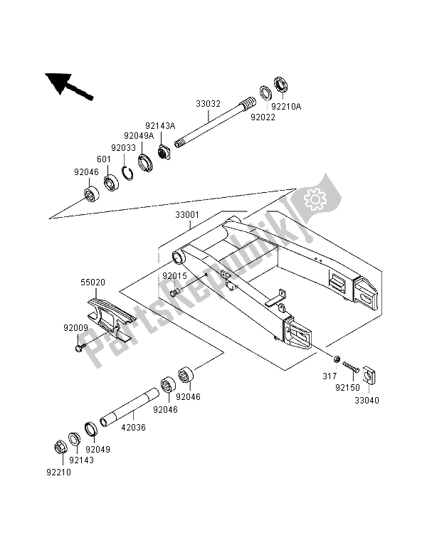 Todas las partes para Basculante de Kawasaki Ninja ZX 9R 900 1999