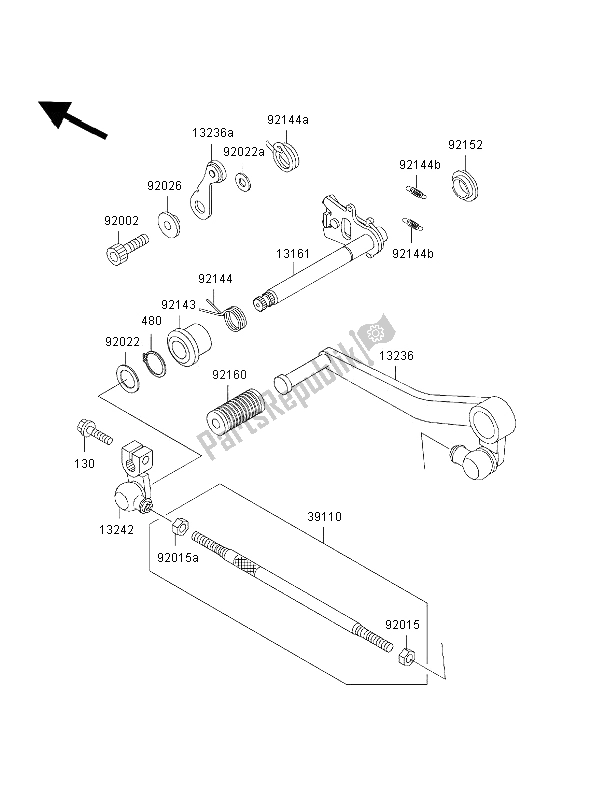 All parts for the Gear Change Mechanism of the Kawasaki Ninja ZX 7R 750 2002