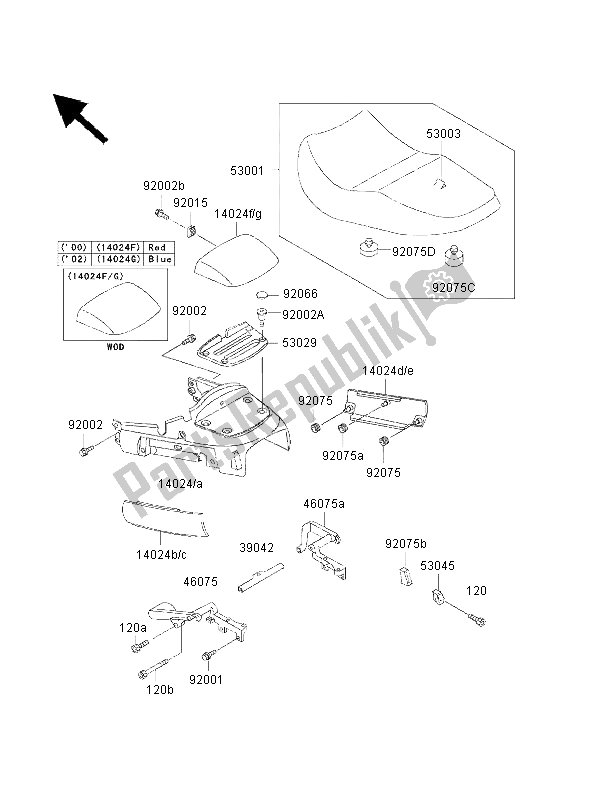 All parts for the Seat of the Kawasaki 1000 GTR 2000