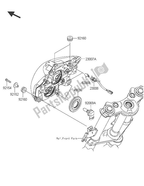 All parts for the Headlight(s) of the Kawasaki ER 6N 650 2016