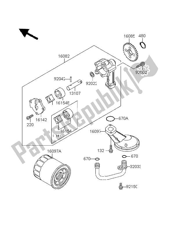 Todas las partes para Bomba De Aceite de Kawasaki EN 500 1996