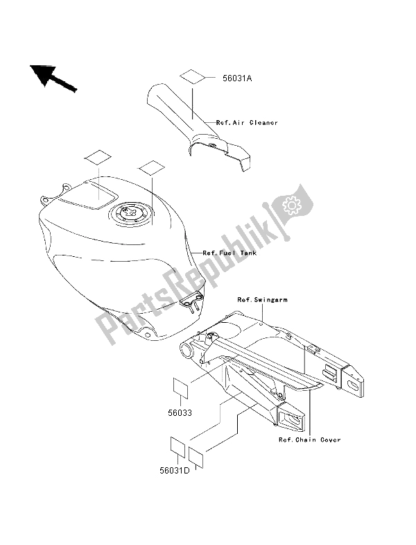 Tutte le parti per il Etichette del Kawasaki Ninja ZX 7 RR 750 1997