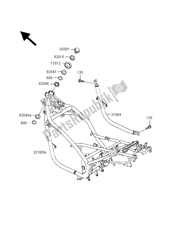 Tutte le parti per il Telaio del Kawasaki ER 500 2000