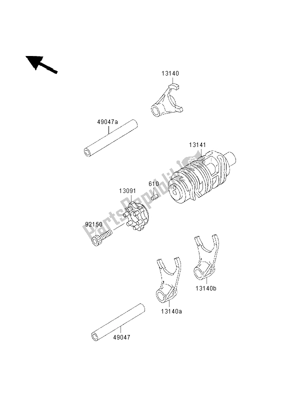 All parts for the Gear Change Drum & Shift Fork of the Kawasaki KLX 300R 1998