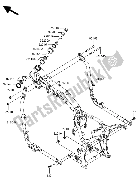 Tutte le parti per il Telaio del Kawasaki VN 2000 2006