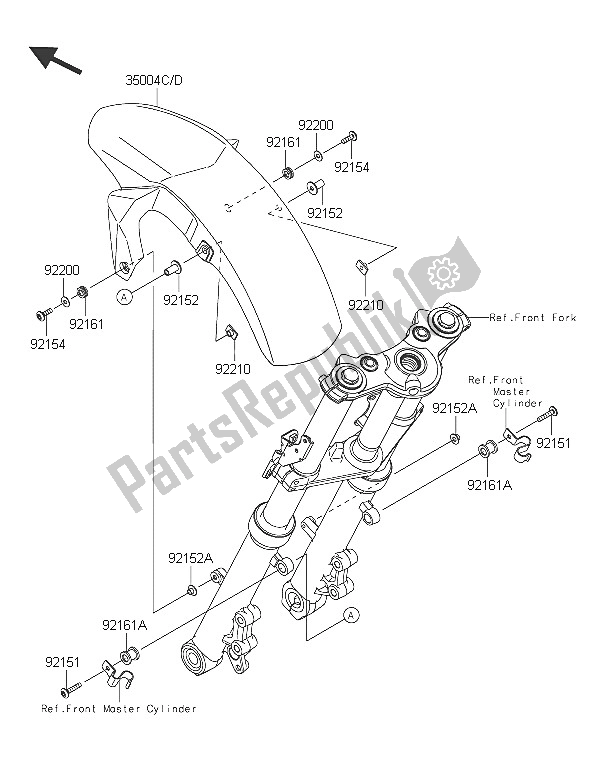 All parts for the Front Fender(s) of the Kawasaki ER 6N 650 2016