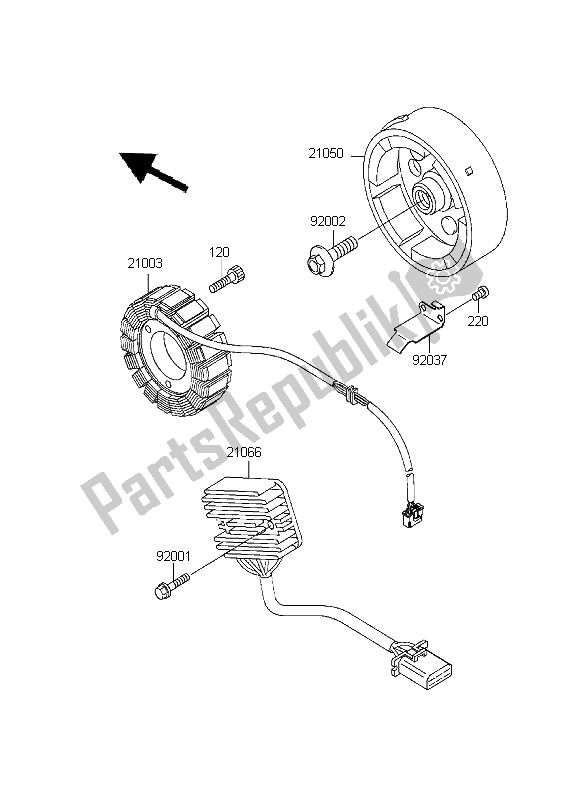 Toutes les pièces pour le Générateur du Kawasaki KLE 500 1996