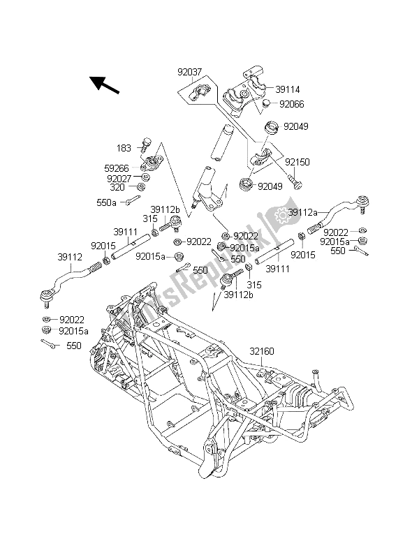 Tutte le parti per il Telaio del Kawasaki KLF 300 2001