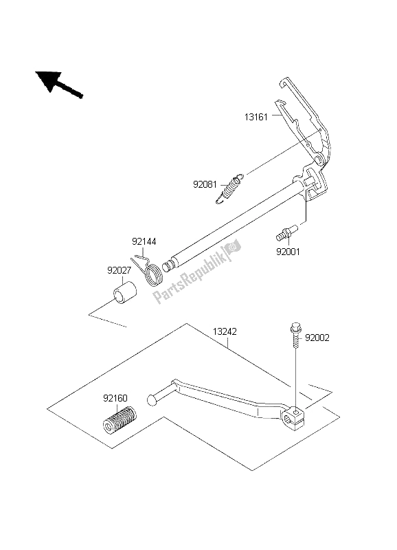 All parts for the Gear Change Mechanism of the Kawasaki EL 252 2001