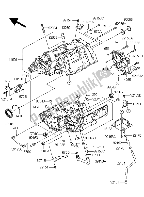 Todas as partes de Bloco Do Motor do Kawasaki ER 6N 650 2009