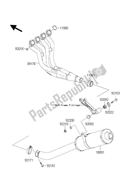 Toutes les pièces pour le Silencieux (s) du Kawasaki Ninja ZX 6R 600 2004