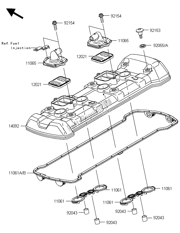 All parts for the Cylinder Head Cover of the Kawasaki Versys 1000 2014