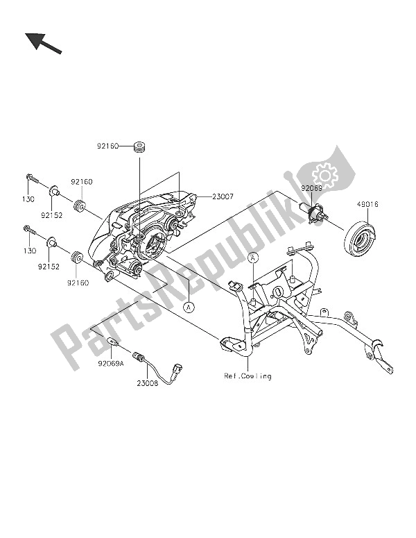 Tutte le parti per il Fari (s) del Kawasaki Ninja 250 SL 2016