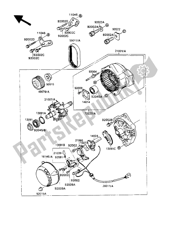 All parts for the Generator of the Kawasaki ZXR 750 1989