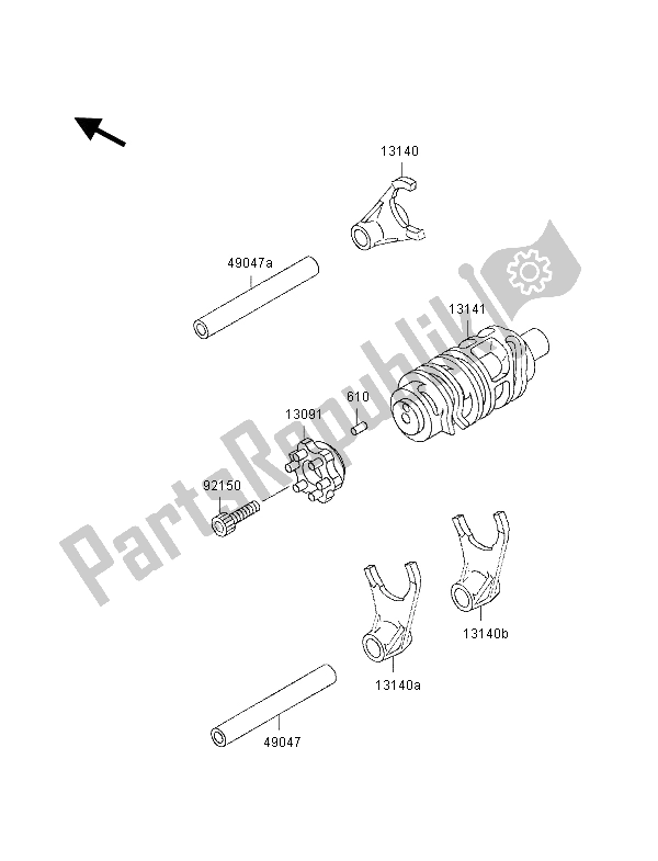 All parts for the Gear Change Drum & Shift Fork of the Kawasaki KLX 250R 1996