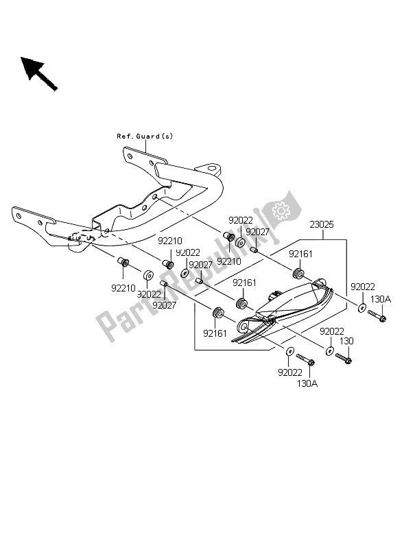 All parts for the Taillight of the Kawasaki KFX 450R 2010