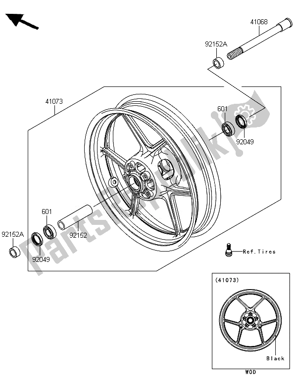 Todas as partes de Cubo Dianteiro do Kawasaki Z 800 2014