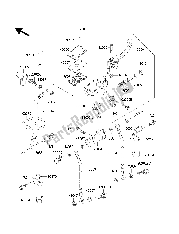 All parts for the Front Master Cylinder of the Kawasaki 1000 GTR 1997