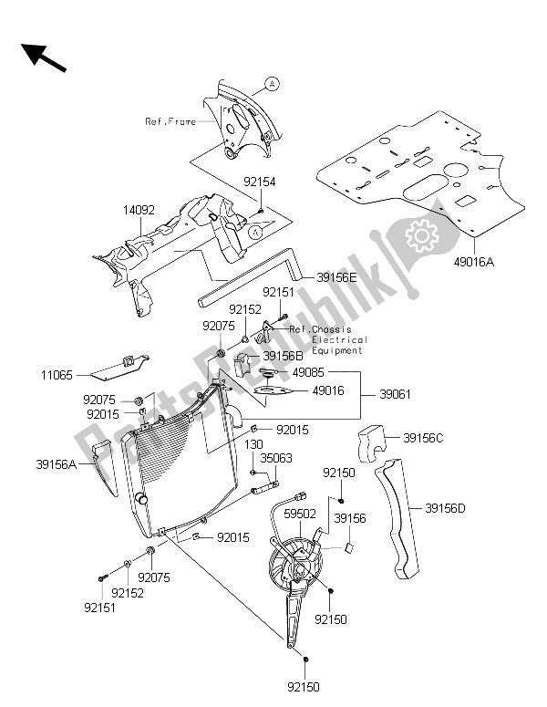 All parts for the Radiator of the Kawasaki Ninja ZX 10R 1000 2015