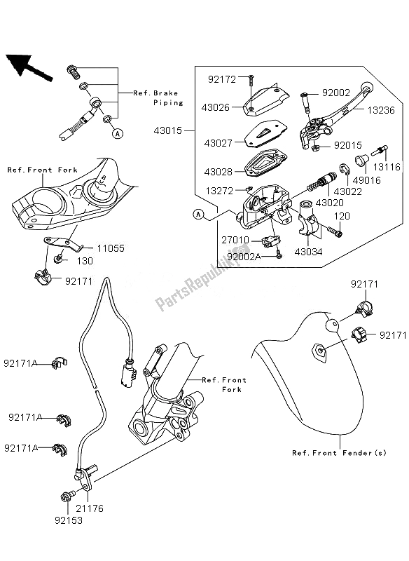 All parts for the Front Master Cylinder of the Kawasaki Versys ABS 650 2011