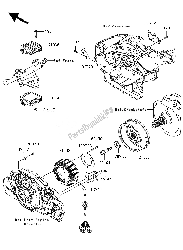 Todas as partes de Gerador do Kawasaki VN 1700 Voyager ABS 2011