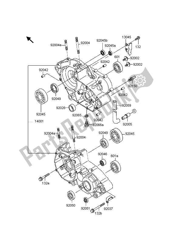 All parts for the Crankcase of the Kawasaki KDX 200 1997