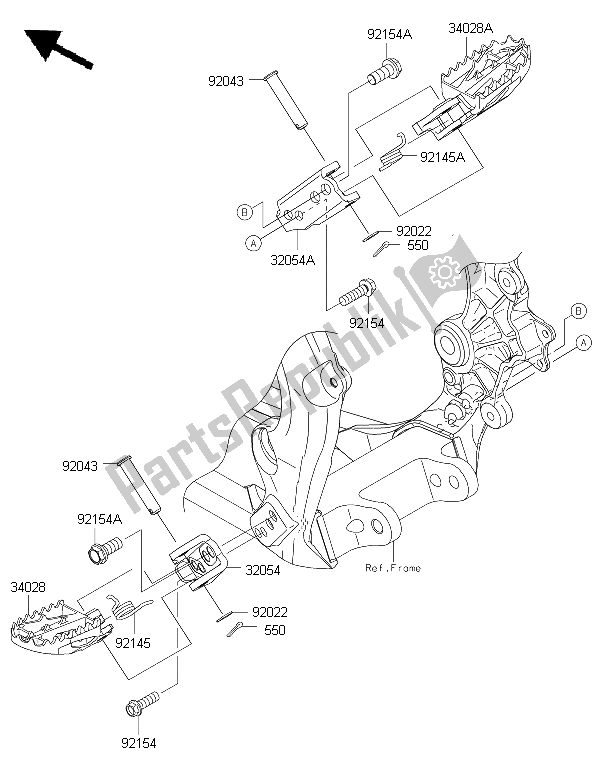 Toutes les pièces pour le Repose-pieds du Kawasaki KX 250F 2015