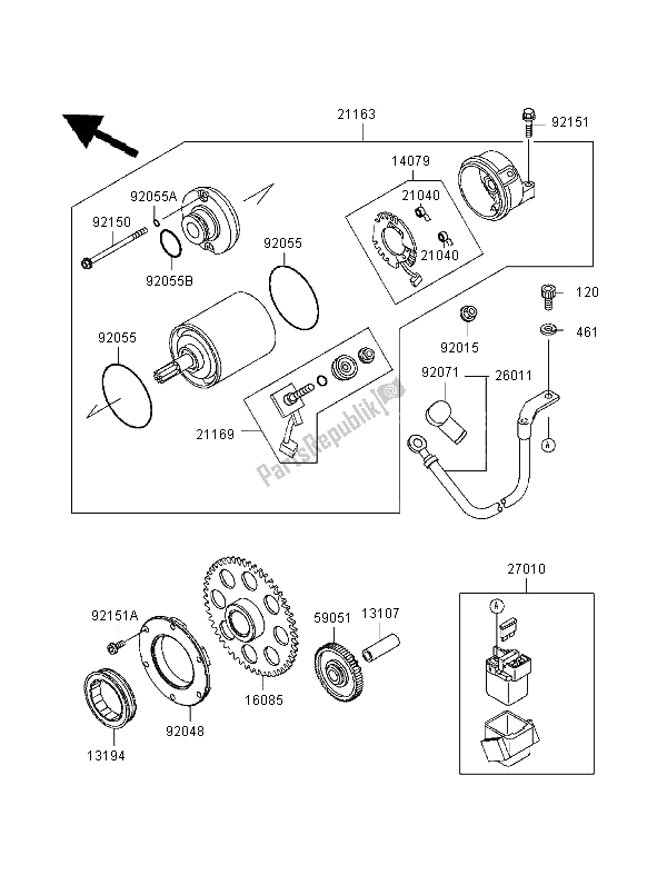 Todas las partes para Motor De Arranque de Kawasaki Ninja ZX 9R 900 1999