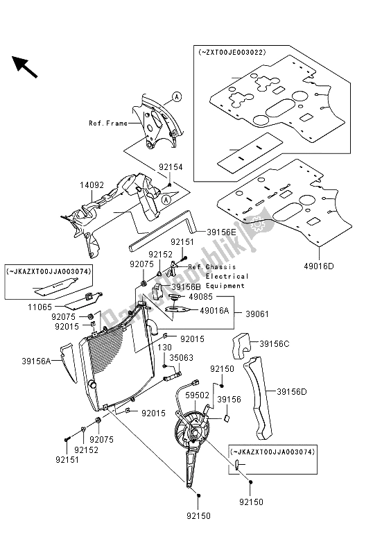 All parts for the Radiator of the Kawasaki Ninja ZX 10R 1000 2013