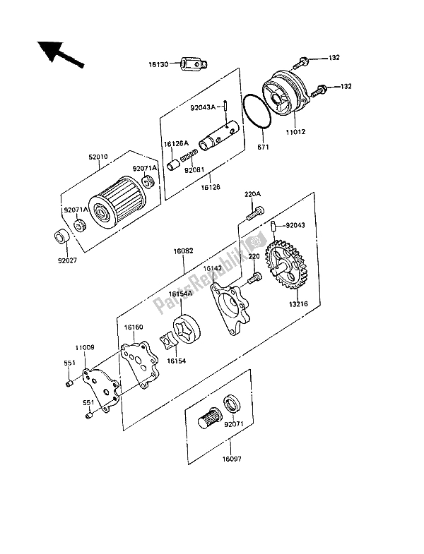 Todas las partes para Bomba De Aceite de Kawasaki KLR 500 1988