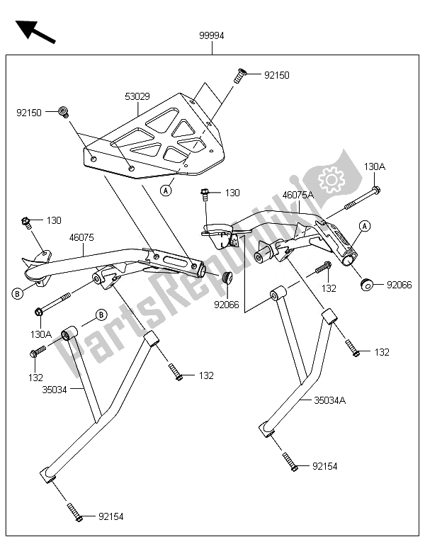 All parts for the Accessory (top Case Bracket) of the Kawasaki ER 6N 650 2014