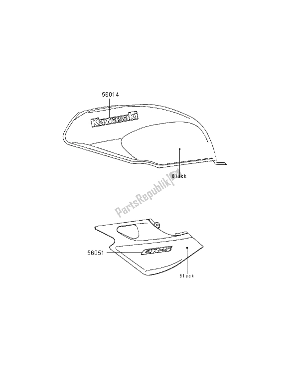 Wszystkie części do Kalkomanie (czarne) Kawasaki ER 5 500 1997