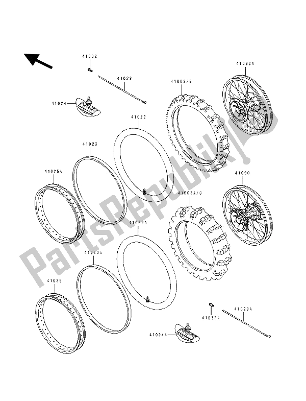 Tutte le parti per il Pneumatici del Kawasaki KX 125 1993